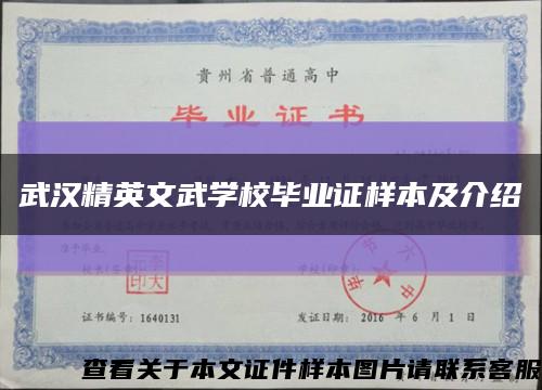 武汉精英文武学校毕业证样本及介绍缩略图