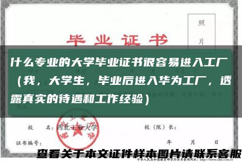 什么专业的大学毕业证书很容易进入工厂（我，大学生，毕业后进入华为工厂，透露真实的待遇和工作经验）缩略图