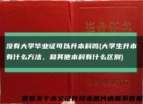 没有大学毕业证可以升本科吗(大学生升本有什么方法，和其他本科有什么区别)缩略图