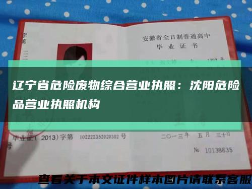 辽宁省危险废物综合营业执照：沈阳危险品营业执照机构缩略图