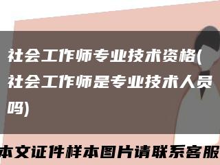 社会工作师专业技术资格(社会工作师是专业技术人员吗)缩略图