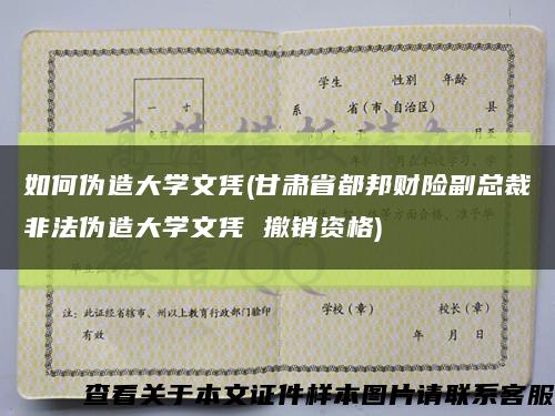 如何伪造大学文凭(甘肃省都邦财险副总裁非法伪造大学文凭 撤销资格)缩略图