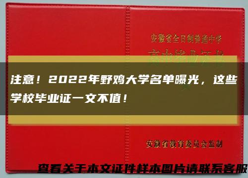 注意！2022年野鸡大学名单曝光，这些学校毕业证一文不值！缩略图