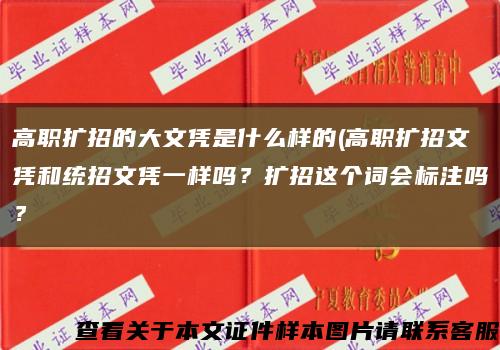 高职扩招的大文凭是什么样的(高职扩招文凭和统招文凭一样吗？扩招这个词会标注吗？缩略图