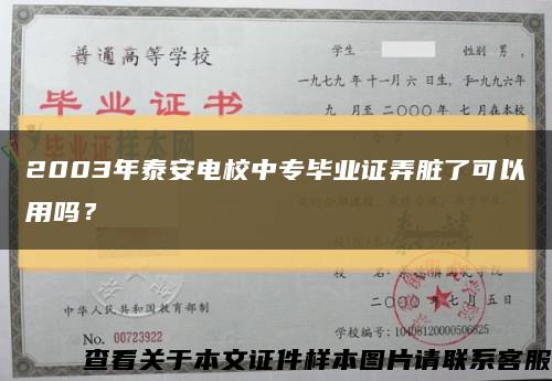 2003年泰安电校中专毕业证弄脏了可以用吗？缩略图