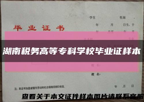 湖南税务高等专科学校毕业证样本缩略图