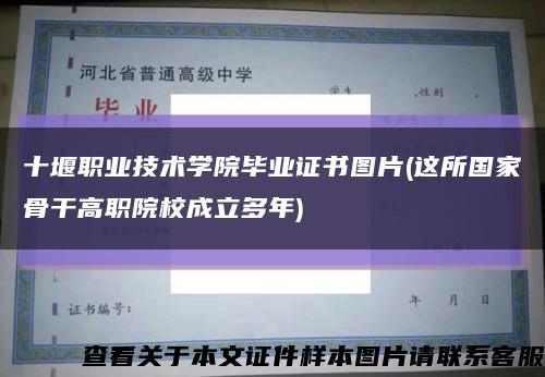 十堰职业技术学院毕业证书图片(这所国家骨干高职院校成立多年)缩略图