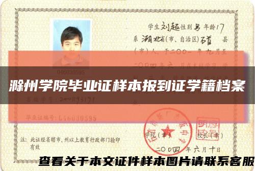 滁州学院毕业证样本报到证学籍档案缩略图