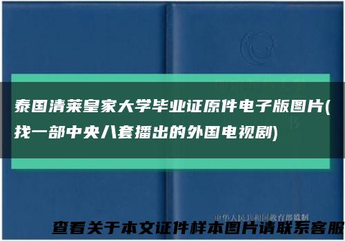 泰国清莱皇家大学毕业证原件电子版图片(找一部中央八套播出的外国电视剧)缩略图