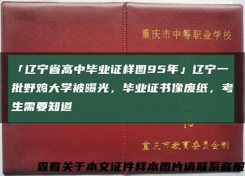 「辽宁省高中毕业证样图95年」辽宁一批野鸡大学被曝光，毕业证书像废纸，考生需要知道缩略图