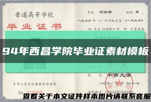 94年西昌学院毕业证素材模板缩略图