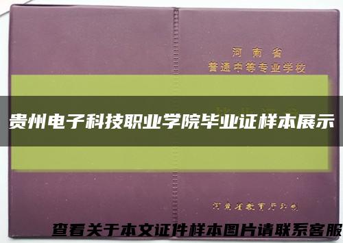 贵州电子科技职业学院毕业证样本展示缩略图