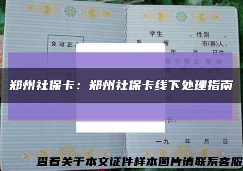 郑州社保卡：郑州社保卡线下处理指南缩略图