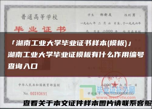 「湖南工业大学毕业证书样本(模板)」湖南工业大学毕业证模板有什么作用编号查询入口缩略图