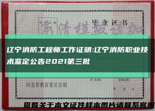 辽宁消防工程师工作证明:辽宁消防职业技术鉴定公告2021第三批缩略图