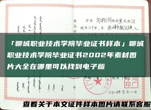 「聊城职业技术学院毕业证书样本」聊城职业技术学院毕业证书2002年素材图片大全在哪里可以找到电子版缩略图