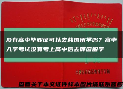 没有高中毕业证可以去韩国留学吗？高中入学考试没有考上高中后去韩国留学缩略图