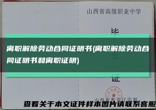 离职解除劳动合同证明书(离职解除劳动合同证明书和离职证明)缩略图