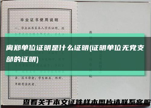 离郑单位证明是什么证明(证明单位无党支部的证明)缩略图