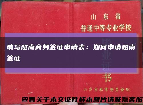 填写越南商务签证申请表：如何申请越南签证缩略图