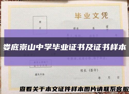 娄底崇山中学毕业证书及证书样本缩略图