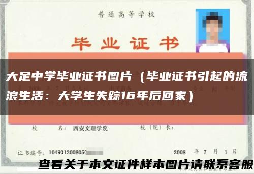 大足中学毕业证书图片（毕业证书引起的流浪生活：大学生失踪16年后回家）缩略图