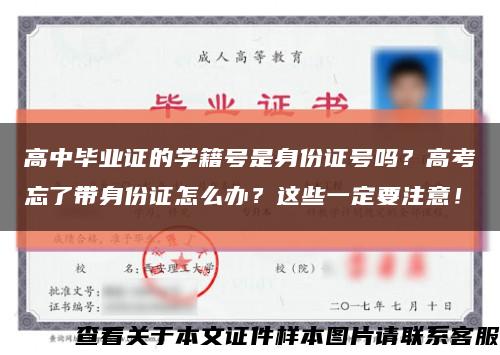 高中毕业证的学籍号是身份证号吗？高考忘了带身份证怎么办？这些一定要注意！缩略图