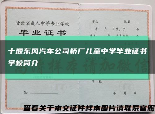 十堰东风汽车公司桥厂儿童中学毕业证书学校简介缩略图