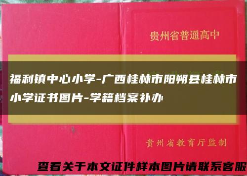 福利镇中心小学-广西桂林市阳朔县桂林市小学证书图片-学籍档案补办缩略图