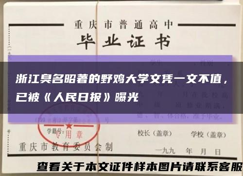 浙江臭名昭著的野鸡大学文凭一文不值，已被《人民日报》曝光缩略图