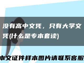 没有高中文凭，只有大学文凭(什么是专本套读)缩略图