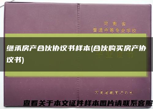 继承房产合伙协议书样本(合伙购买房产协议书)缩略图