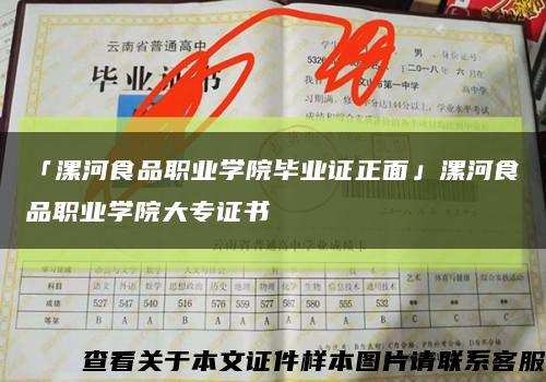 「漯河食品职业学院毕业证正面」漯河食品职业学院大专证书缩略图