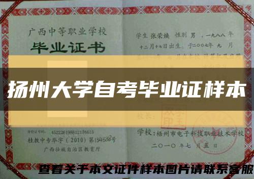 扬州大学自考毕业证样本缩略图