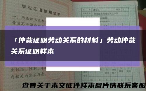 「仲裁证明劳动关系的材料」劳动仲裁关系证明样本缩略图