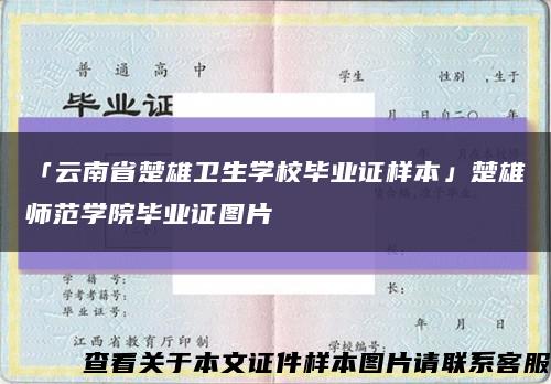 「云南省楚雄卫生学校毕业证样本」楚雄师范学院毕业证图片缩略图