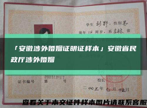 「安徽涉外婚姻证明证样本」安徽省民政厅涉外婚姻缩略图