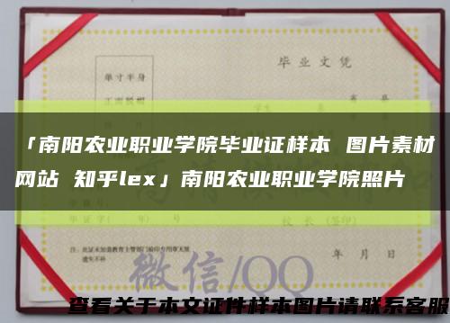 「南阳农业职业学院毕业证样本 图片素材网站 知乎lex」南阳农业职业学院照片缩略图