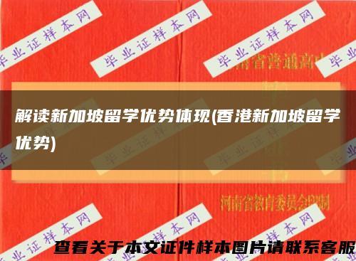 解读新加坡留学优势体现(香港新加坡留学优势)缩略图