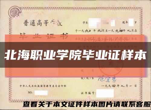 北海职业学院毕业证样本缩略图