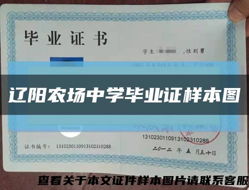 辽阳农场中学毕业证样本图缩略图