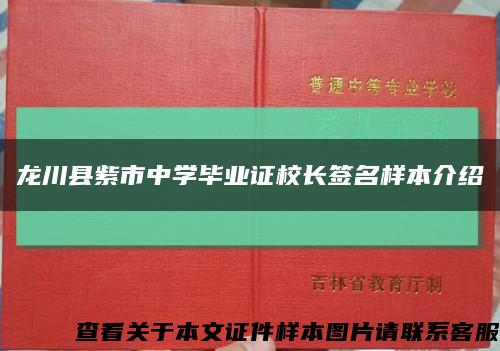 龙川县紫市中学毕业证校长签名样本介绍缩略图