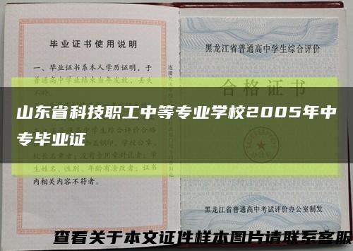 山东省科技职工中等专业学校2005年中专毕业证缩略图