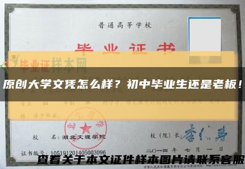 原创大学文凭怎么样？初中毕业生还是老板！缩略图