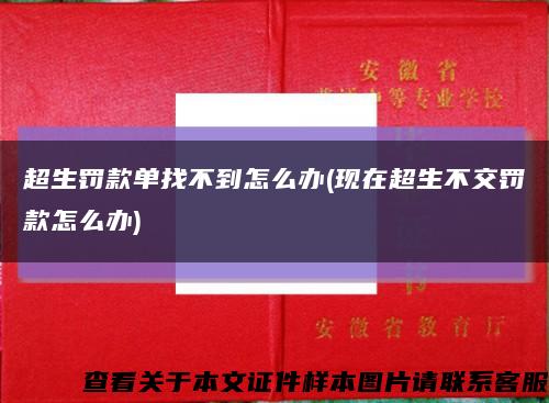 超生罚款单找不到怎么办(现在超生不交罚款怎么办)缩略图