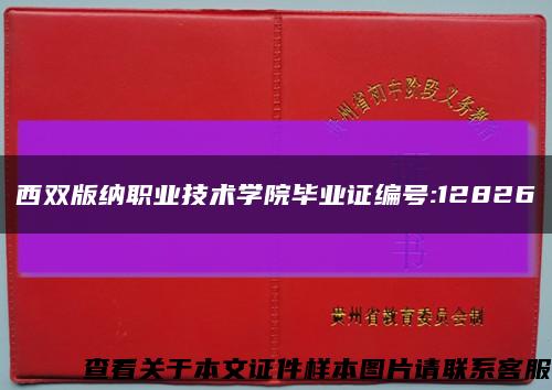 西双版纳职业技术学院毕业证编号:12826缩略图