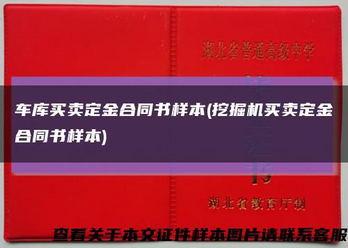 车库买卖定金合同书样本(挖掘机买卖定金合同书样本)缩略图