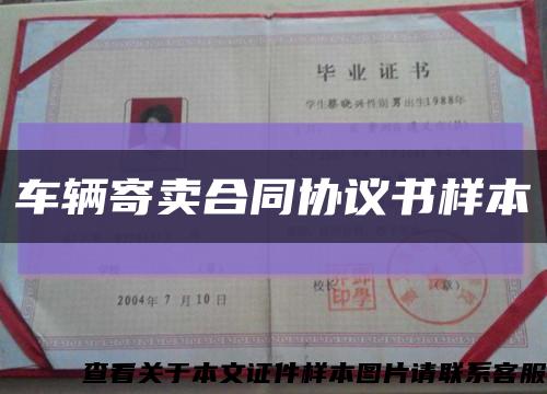 车辆寄卖合同协议书样本缩略图