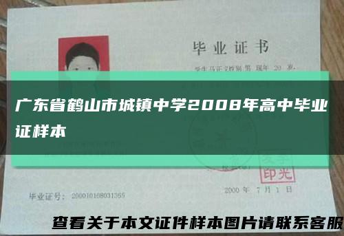 广东省鹤山市城镇中学2008年高中毕业证样本缩略图