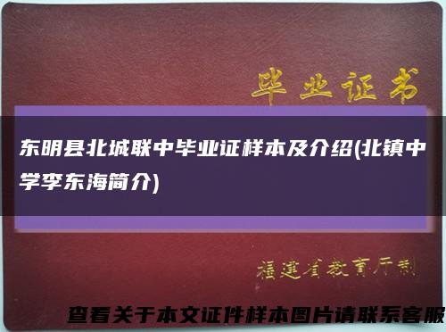 东明县北城联中毕业证样本及介绍(北镇中学李东海简介)缩略图